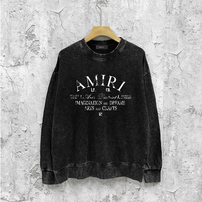 Amiri washed sweatshirt damaged little spider LA & CA print washed and old