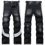 Mens Fashion Jeans White stripes 5725#