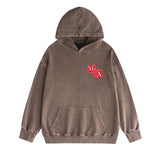 Amiri washed hoodie silver ring snake letter distressed printing