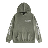 Amiri washed hoodie new bone sleeves distressed printing