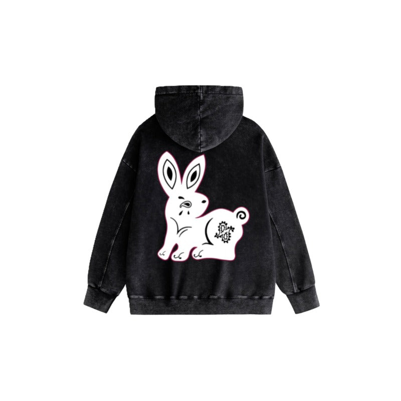 Amiri washed hoodie giant rabbit letterprinting