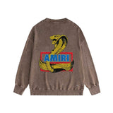 Amiri washed sweatshirt king cobra gold printing washed and distressed