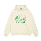Amiri hoodie green leaf letter print