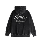 Amiri washed hoodie letter-filled printing distressed printing