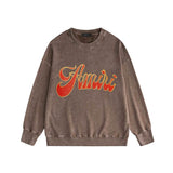 Amiri washed sweatshirt flame gold letterprinting washed and distressed