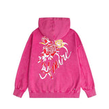 Amiri washed hoodie flower printing distressed printing