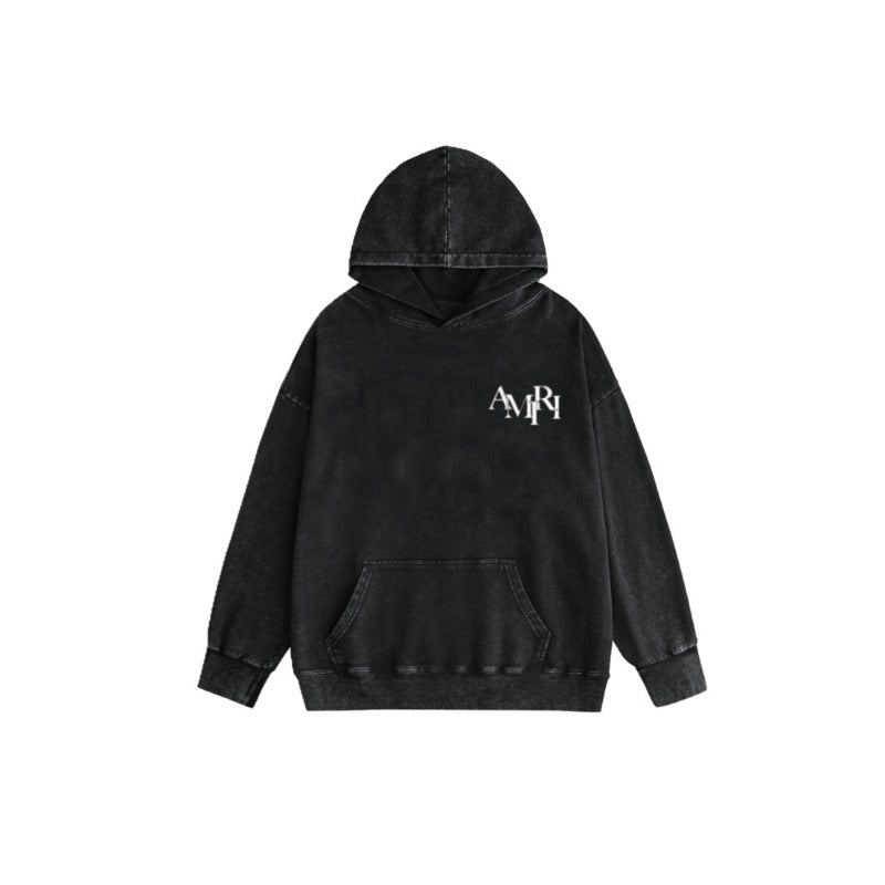 Amiri washed hoodie colorful overlapping letter printing