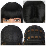 Women's Wigs Bob Cut Water Wave Bangs Highlighted Wig
