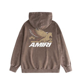 Amiri washed hoodie mottled pegasus distressed printing
