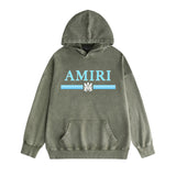 Amiri washed hoodie colorful snake letter horizontal strips washed distressed printing
