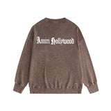 Amiri washed sweatshirt sanskrit printing washed and distressed