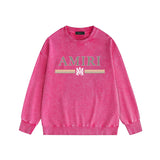 Amiri washed sweatshirt colorful letter horizontal stripsprinting washed and distressed