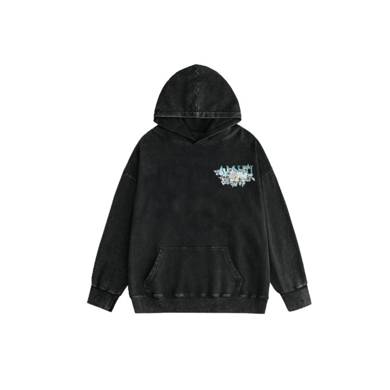 Amiri washed hoodie camellia printing