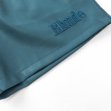 Rhude Shorts Letter Embroidered Elastic PU Leather Shorts Beach Sports Pants