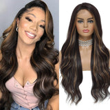 Women'S Wigs  Highlighted Long Curly Lace Front Wig