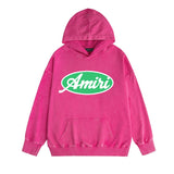 Amiri washed hoodie oval letter distressed printing