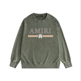 Amiri washed sweatshirt colorful letter horizontal stripsprinting washed and distressed