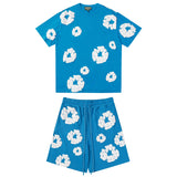 Denim Tears T Shirt ShortsPuff Print Short Sleeve T-shirt Loose Couple Shorts Suit(Options need to be purchased separately)