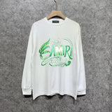 Amiri long sleeve shirts green leaf letterprinting
