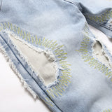 Mens Fashion Jeans Destroy embroidery thread balls 5720#