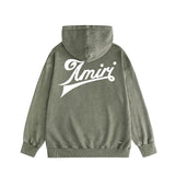 Amiri washed hoodie with slanted text distressed printing