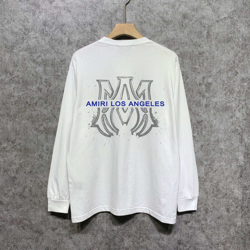 Amiri long sleeve shirts splash ink large simple logo printing