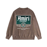 Amiri washed sweatshirt flower diamond nameplate printing washed and distressed