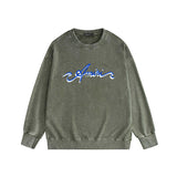 Amiri washed sweatshirt blue art word printing washed and distressed