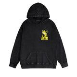 Amiri washed hoodie xiaohu distressed printing