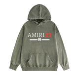 Amiri washed hoodie red font washed distressed printing
