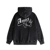 Amiri washed hoodie bowling distressed print