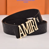 Amiri Belt Black CC pattern Golden deer logo