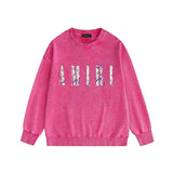 Amiri washed sweatshirt retro totem printing washed and distressed