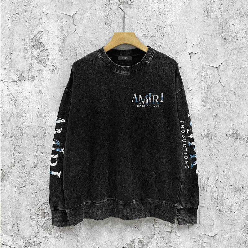 Amiri washed sweatshirt double-sided rose print washed old