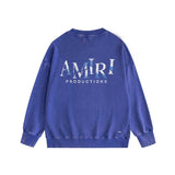Amiri washed sweatshirt double-sided rose printing washed and distressed