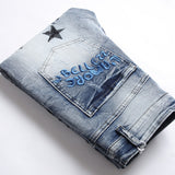 Mens Fashion Jeans Embroidered street graffiti 7118#