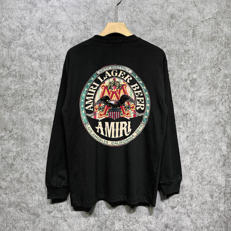Amiri long sleeve shirts oil painting flying eagle printing