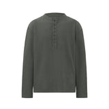 Men long sleeved shirt retro henley shirt retro old money pure color bottom design men's round neck