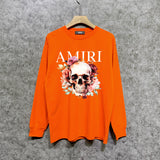 Amiri long sleeve shirts flower skull printing