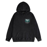 Amiri washed hoodie flower diamond nameplate distressed printing