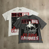 First Row T Shirts BREAKING NEWS BURNING FLAMES CROPPED TEE Fashion Hot Diamond Trend Brand