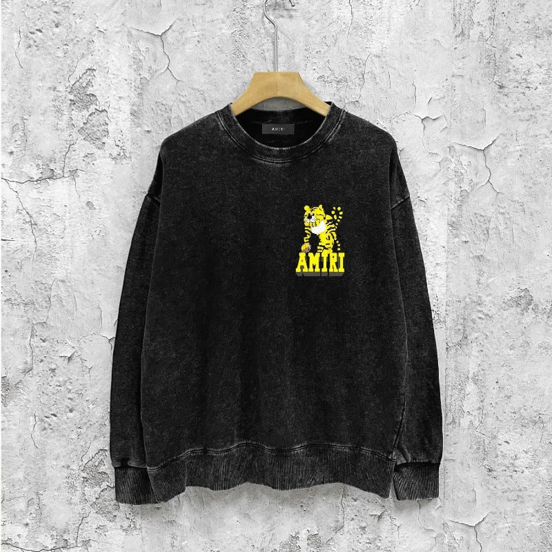 Amiri washed sweatshirt little tiger printing washed and distressed