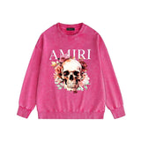 Amiri washed sweatshirt flower skull printing washed and distressed