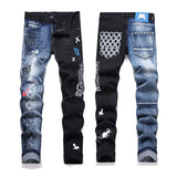 Mens Fashion Jeans Blue and black color scheme 3538#