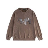Amiri washed sweatshirt gray gradual change letter print washed old