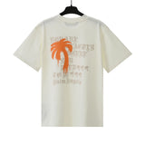 Palm Angels T Shirts Letter Painted Coconut Tree Print Short Sleeve T-Shirt