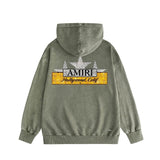 Amiri washed hoodie five-pointed star nameplate distressed printing