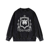 Amiri washed sweatshirt flower shield printing washed and distressed
