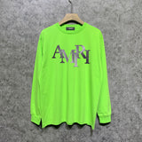 Amiri long sleeve shirts gray gradient letterprinting