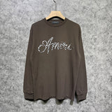 Amiri long sleeve shirts silver ring snake letterprinting